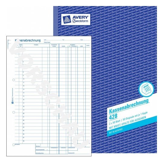 Avery Zweckform Kassenbericht - 50 Hoja - A4 (210 X 297MM)