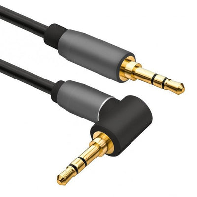 Helos Cable Audio Connector 3,5MM Male/Male 90°, Premium, 2,0M, Black — image 1