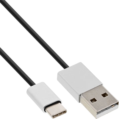Inline USB Cable 2.0 , Connector Type-c a Connector a, Black/Aluminium Flexible, 0,5M — image 1