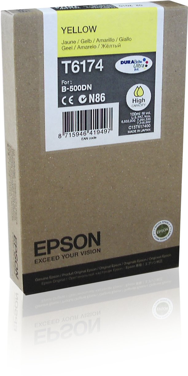 Epson Genuine Cartridge Inyeccion Ink Yellow Capacity Business Inkjet B/500/510 T6174