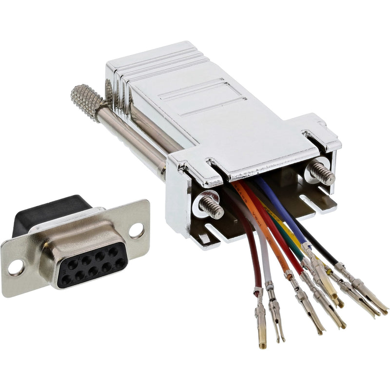 Inline Adapter DB9 Female a RJ45 8P8C Female Housing Metal