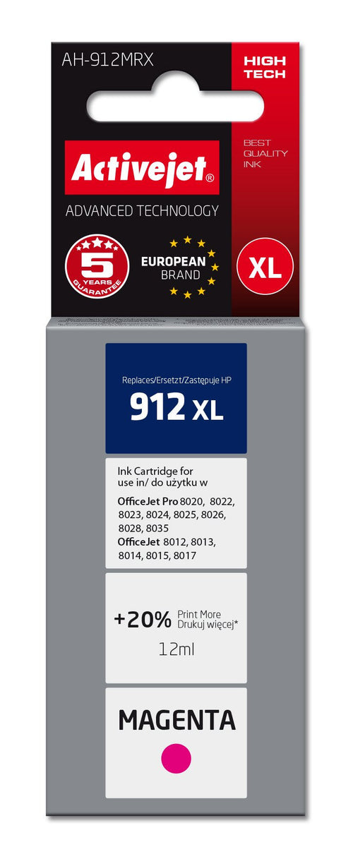 Activejet Ink Ah-912MRX Printers HP, Spare Part HP 912XL 3YL82AE Premium 990 Páginas Púrpura — image 1