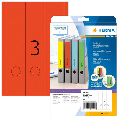 Herma Labels Ring Binder 61,0 X 297,0MM Red — image 1