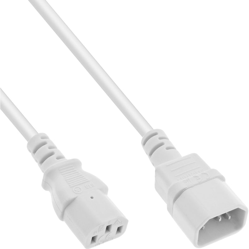 Inline Extensión Cable Power , C13 a C14, White 0,75M