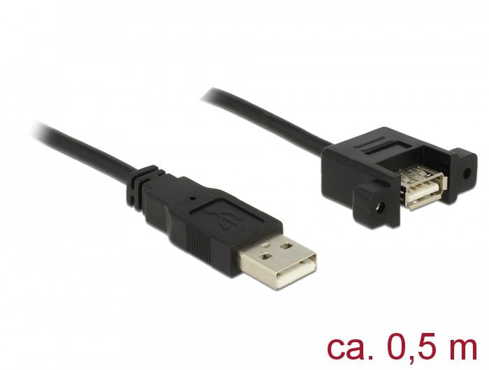 Delock 85461 USB Cable 2.0 Tipo-a Male USB 2.0 Tipo-a Female Installation Panel And 0,5M