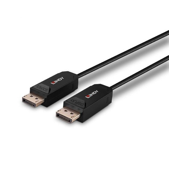 Lindy 38525 Cable DisplayPort 10M Black Fibre Optic Hybrid 2.0 UHBR10