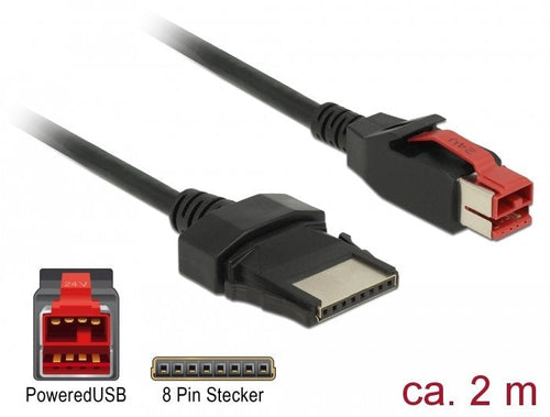 Delock Poweredusb Cable Connector Male 24V 8 Pin Connector Male 2M Pos Printer And Terminals — image 1