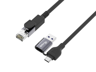 Equip Adapter Gigabit USB-C + A-RJ45 M/M 1.00M Black — image 1