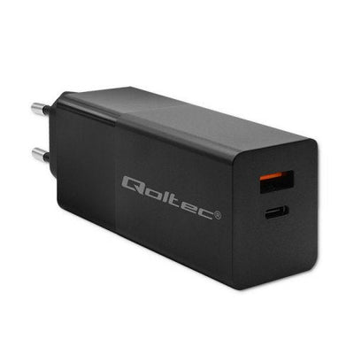 Qoltec 52382 GaN Power Pro Charger 1x USB Type-c 1x USB a 100W 5-20V 1.5-5A Pd Black — image 1