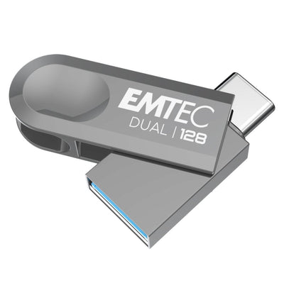 Emtec D280 Dual Unit Flash USB 128GB USB Type-a / USB Type-c 3.2 Gen 1 (3.1 Gen 1) Silver — image 1