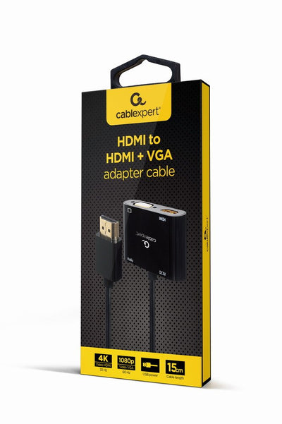 Gembird Adapter HDMI Male a HDMI Female + VGA Female + Cable Adapter Audio Black — image 1