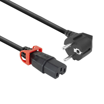 Powercord Schuko Cee 7 Male (angled) - C15 IEC Lock + Black 3M, EL605S — image 1