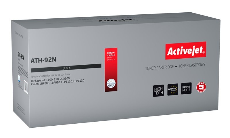 Activejet Toner ATH-92N (reemplazo HP 92A C4092A Canon EP-22 - Supreme - 3100 Páginas - Black