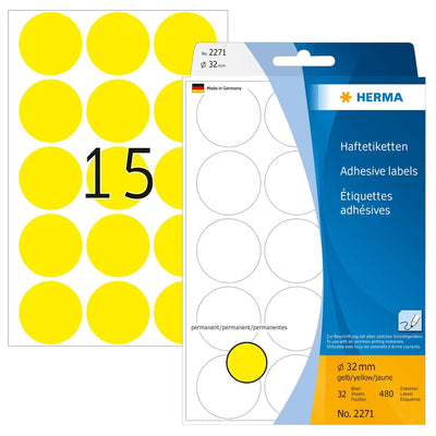 Herma Labels Multiusos Yellow 32MM Paper Round 480 Units — image 1