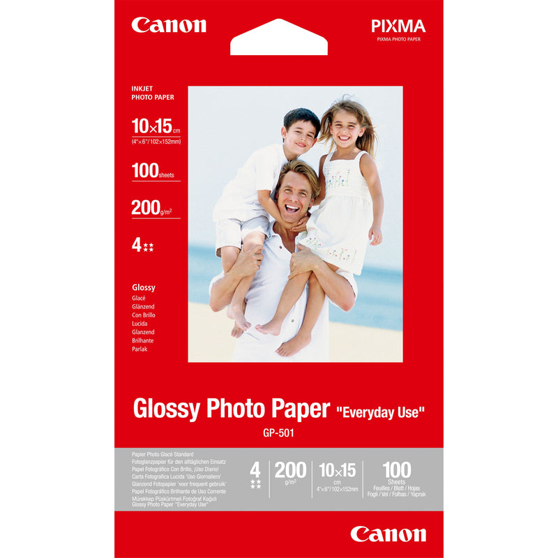 Canon GP-501 Glossy 100 X 150MM 100 Hoja(s) Paper Fotográfico Glossy Pixma IP90 MG2555 MINI260 MP180 MP490 MP5