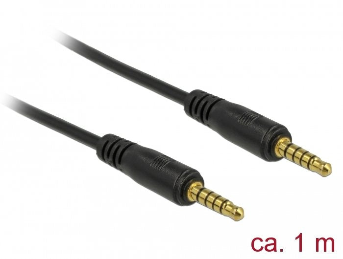 Delock Cable Jack 3,5MM 5 Pin Connector Male a Male 1M Black