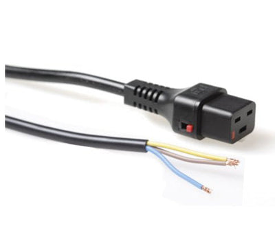 Powercord C19 IEC Lock - Open End Black 3M, PC1175 — image 1