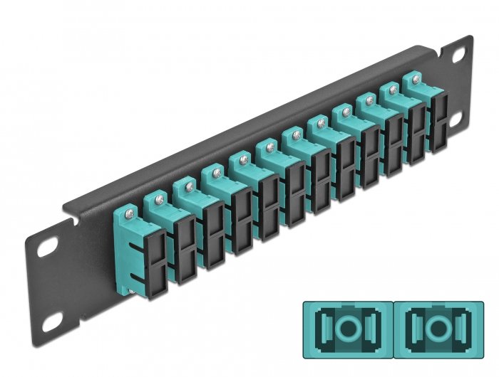 Delock 10 Patch Panel Fibre Optic 12 Ports Sc Duplex Aqua 1 U Black