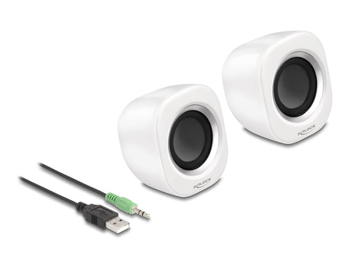 Mini Stereo PC Speaker With 3,5MM Connector Jack Male And USB Power Supply White — image 1