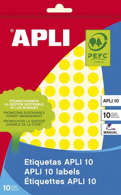 Apli Labels Adhesivas Circulares Ø10MM Escritura Manual 126 X 8H Apli 10 Yellow — image 1