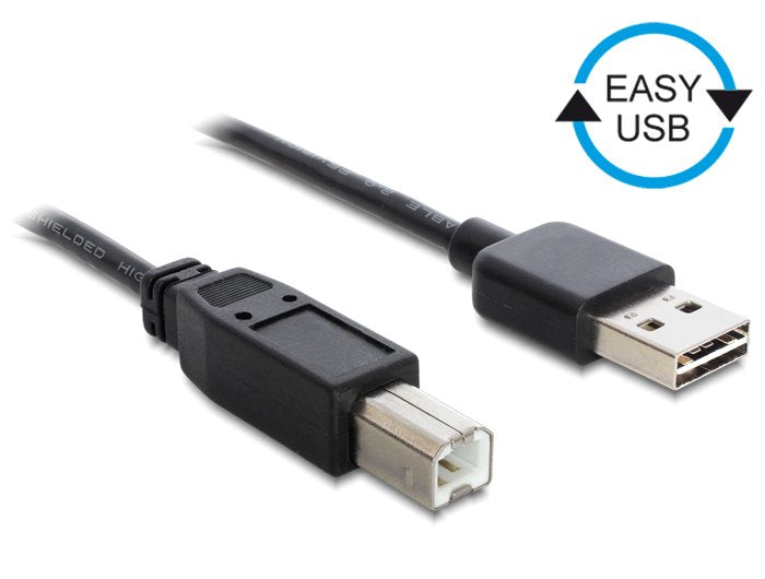 Delock Cable Easy-USB 2.0 Type-a Male USB 2.0 Type-b 0,5M Black
