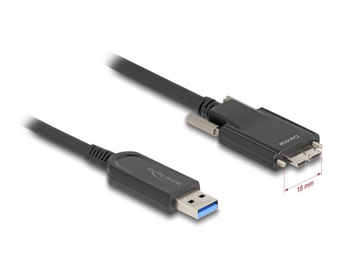 Delock 83217 Cable Óptico Activo USB 10Gbps-a Male USB 10Gbps Type Micro-b Male With Screws 15M