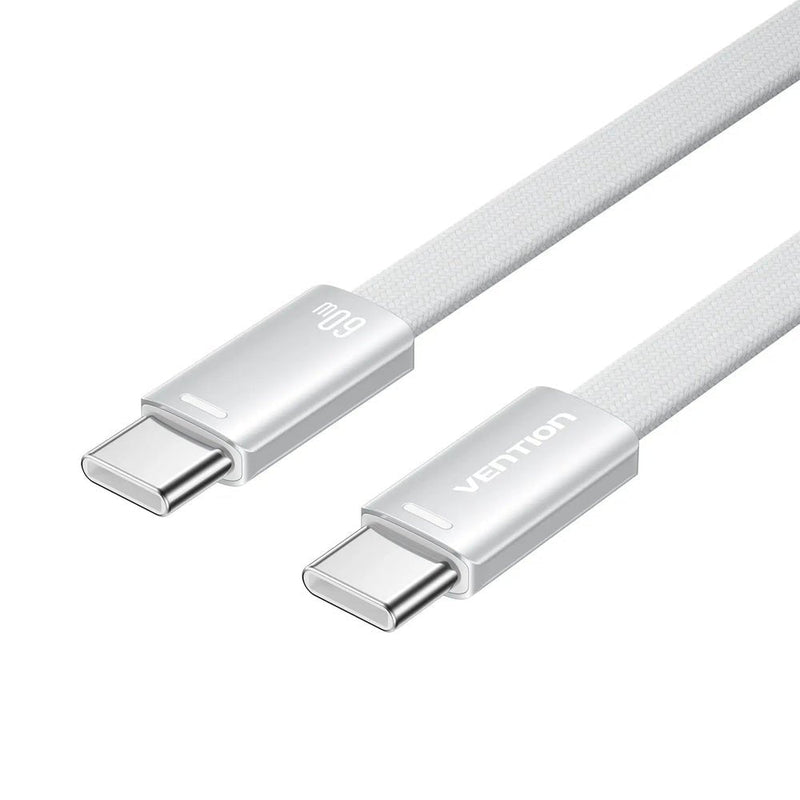 Vention Flat USB 2.0 USB-C M-m Cabl 3A Cable 2M Silver Aluminum