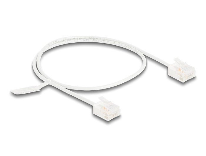 Delock RJ45 Network Cable CAT.6 UTP Ultra Slim 0,5M White With Kurzen Machon