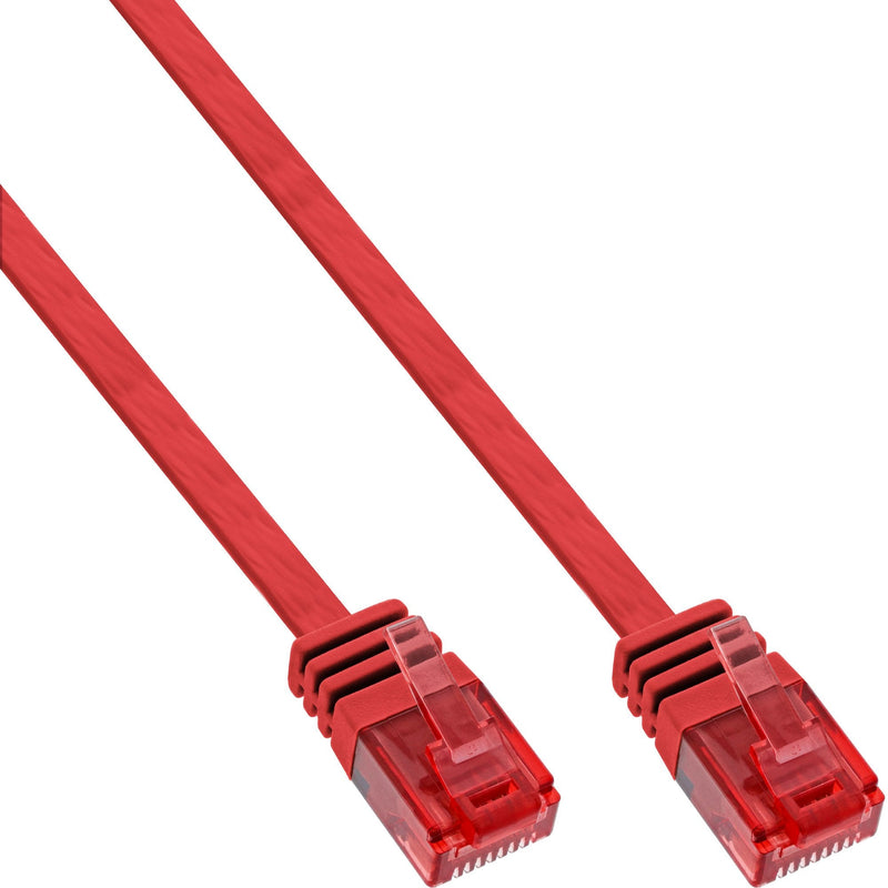 Inline Flat Ultraslim Network Cable U/UTP CAT.6 Gigabit Ready Red 2M