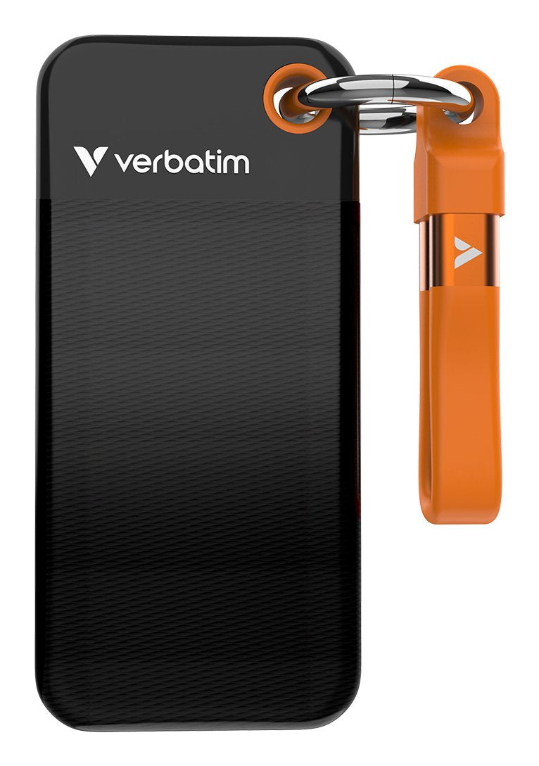 Verbatim Drive SSD External Pocket SSD 1TB Black/Orange USB-C 3.2 Gen 2 10 Gbit/S, With Keyring And Stand Cabl