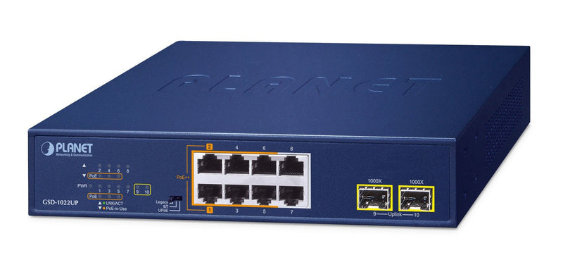 Planet 8-PORT PoE + Desktop Switch GSD-1022UP