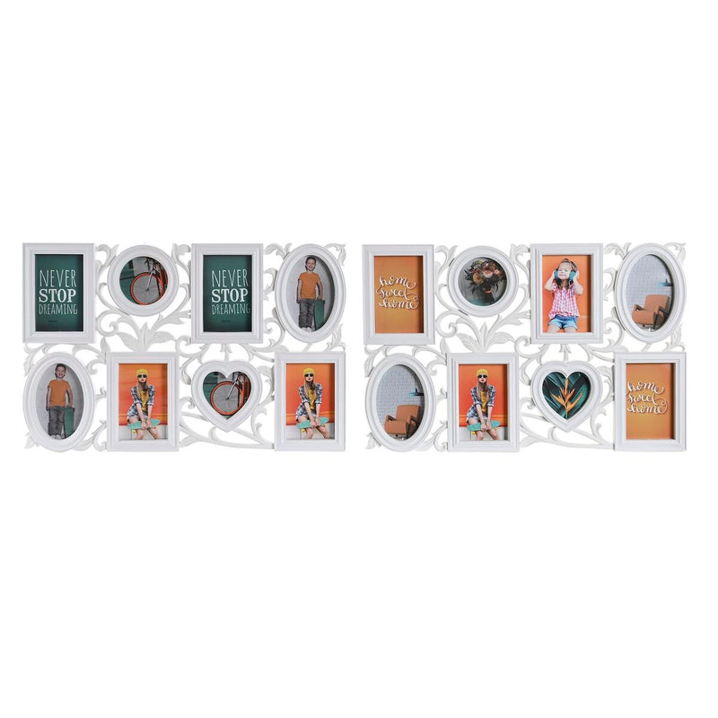 Photo frame DKD Home Decor 8 photos Crystal White PP (58 x 2 x 37,5 cm) (2 Units)