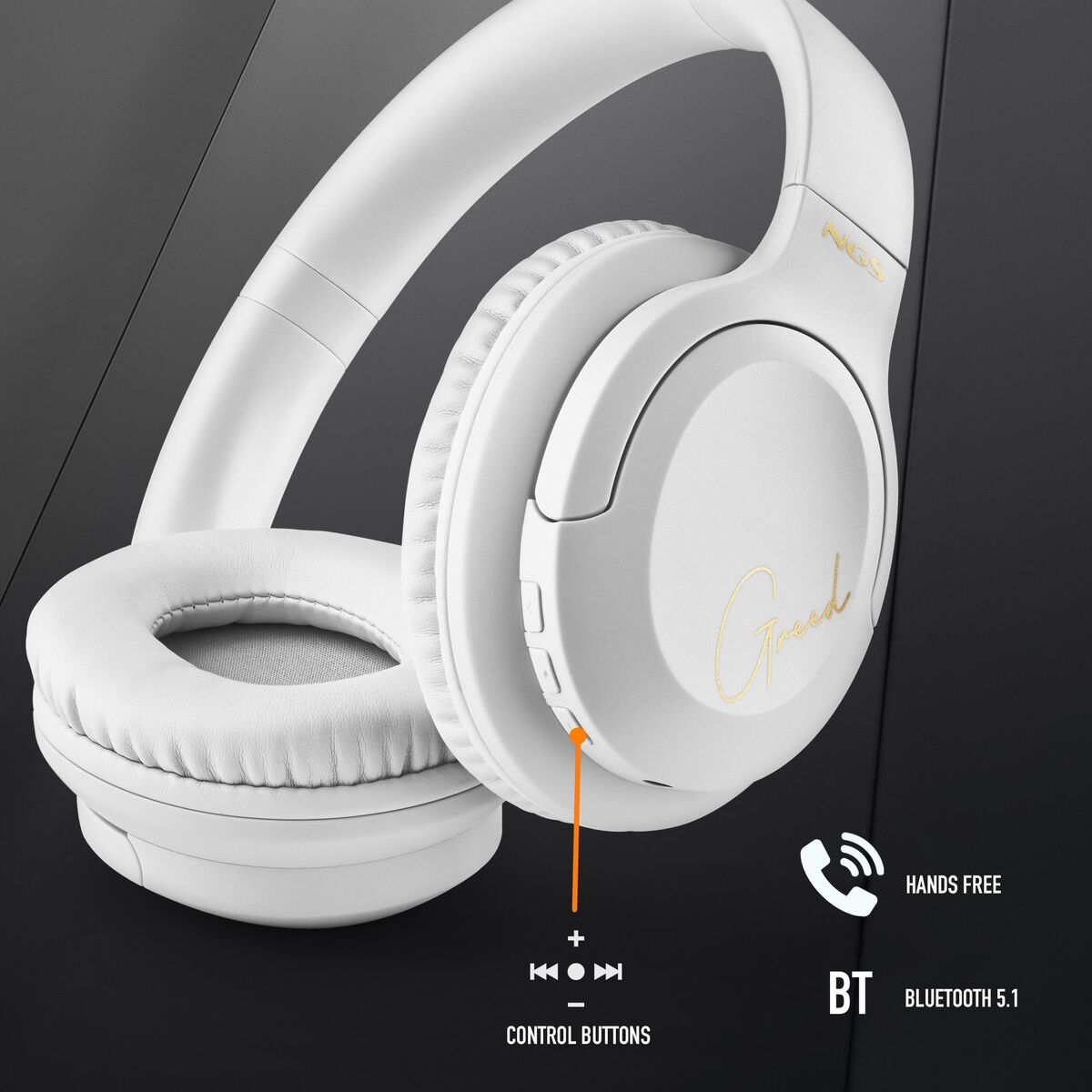 Bluetooth Headset with Microphone NGS ARTICA GREED White Black (Refurbished A)