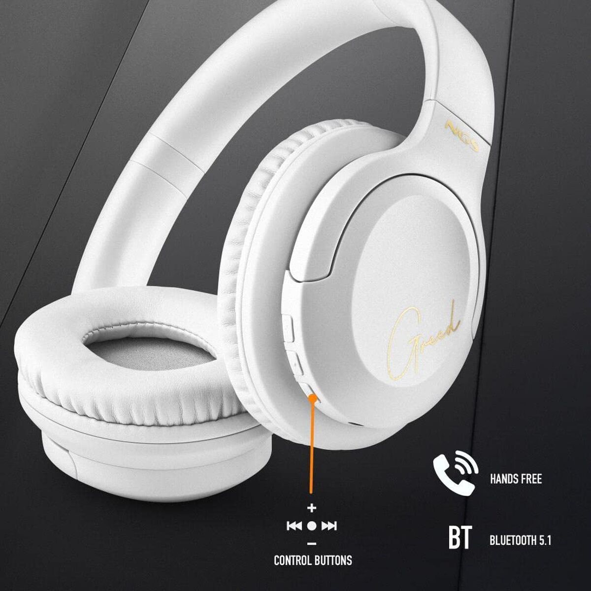 Bluetooth Headset with Microphone NGS ARTICA GREED White Black (Refurbished A)