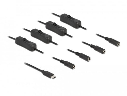 Delock USB Cable Type-c™ Male a 4 X DC 5,5 X 2,1MM Female With Switch 1M — image 1
