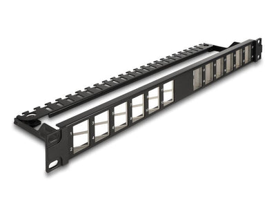 Delock 19? Keystone Patchpanel 24 Port Gewinkelt With Entlastungsschiene Black — image 1