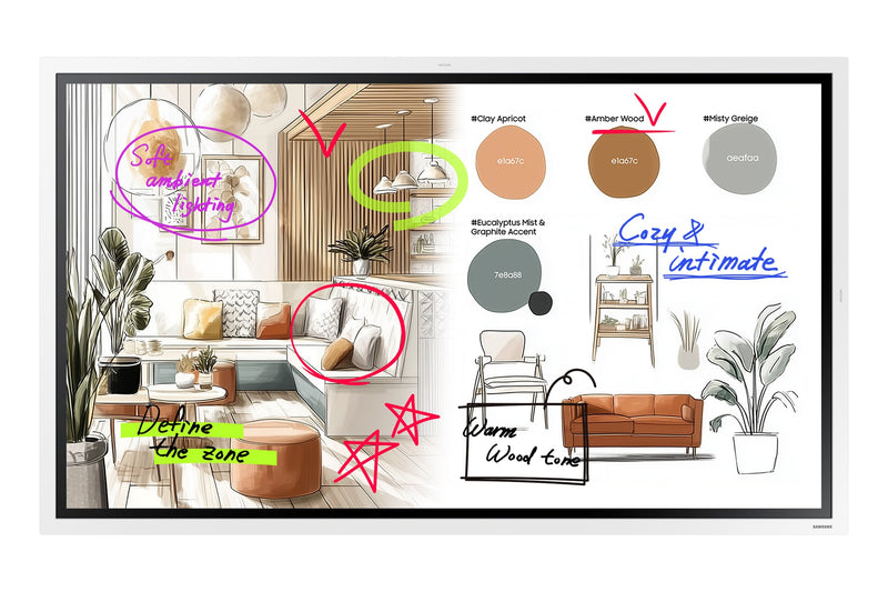 Samsung Whiteboard WM55FX Blanco Interactive 139,7CM (55) 3840 X 2160 Pixels Pantalla Touchscreen Gris Blanco HDMI