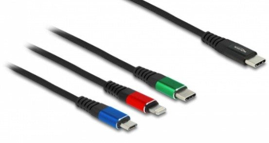 Delock Cable Charging USB 3 1 Tipo-a a 2 X Lightning™ / USB Type-c™ 30CM