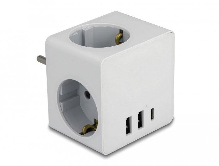 Delock Bucket Plugs 3-VÍAS With Protection Kids And USB Charger White