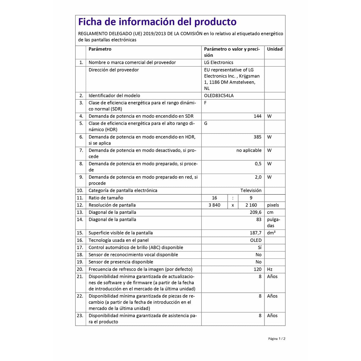 Lg Smart Tv Lg Oled83C54La 4K Ultra Hd 83" Hdr Oled