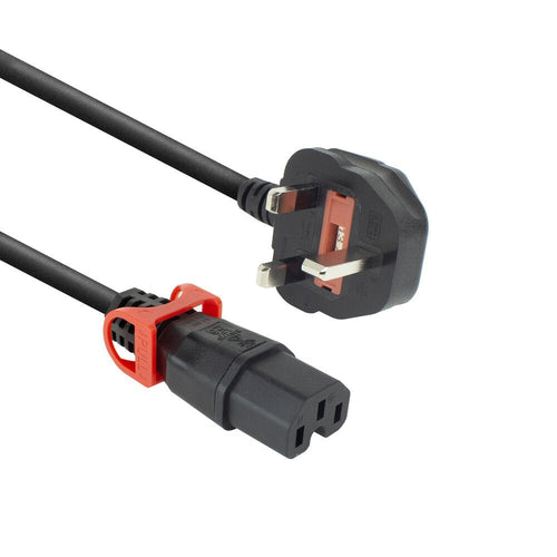 Powercord Uk Male - C15 IEC Lock + Black 2M, PC3884 — image 1