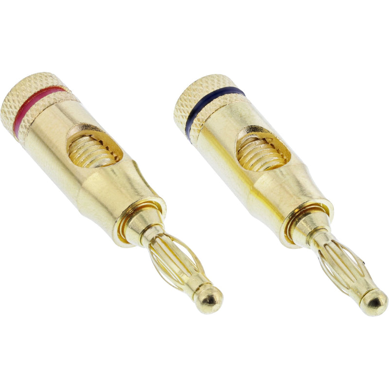 Inline Bana Plug Screw Version Metal Gold 1X Red 1X Black