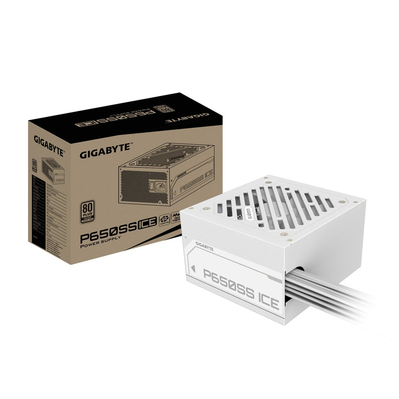 Gigabyte Power Supply P650SS Ice PCIE 5.0, 80 Plus Silver, Fan 120MM, Compatible With ATX 3.0, Plug Eu
