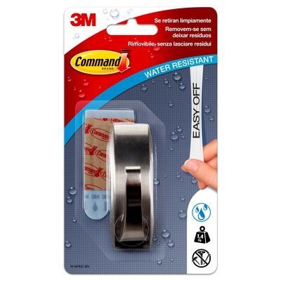 Gancho Metallic Con Reflejos Modernos, Medium Níquel Satinado, 1 Ud + 2 Tiras, Charging Max. 1,3KG