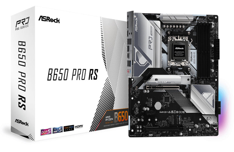 Asrock Motherboard B650 Pro Rs AMD B650 AM5 ATX 4 DDR5 HDMI DP 2.5G LAN PCIE4 RGB 3X M.2