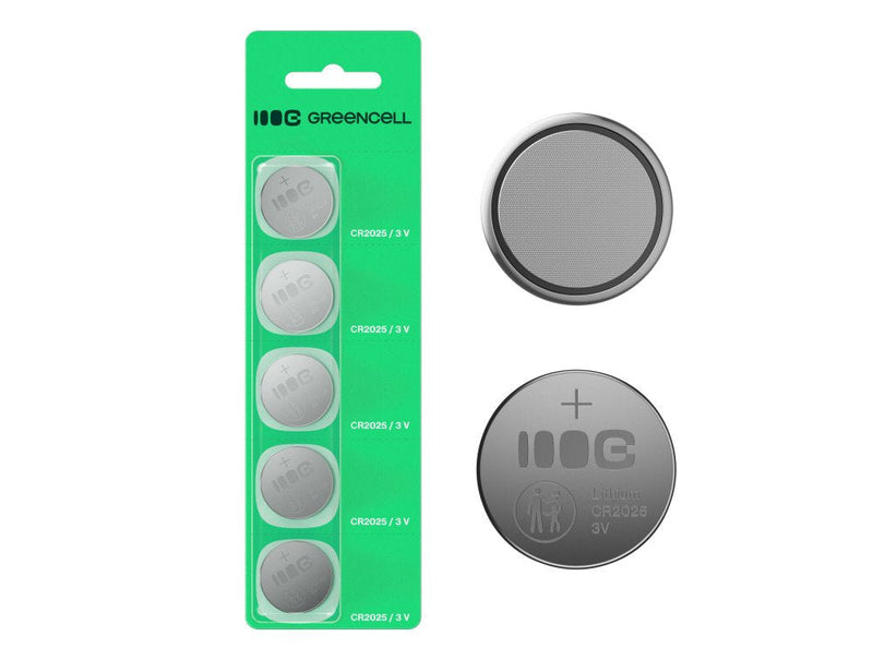 Greencell CR2025 - Batteries Button Litio 3V 160MAH, 5 Units Power Supply Fiable And Duradera Relojes, Calcu