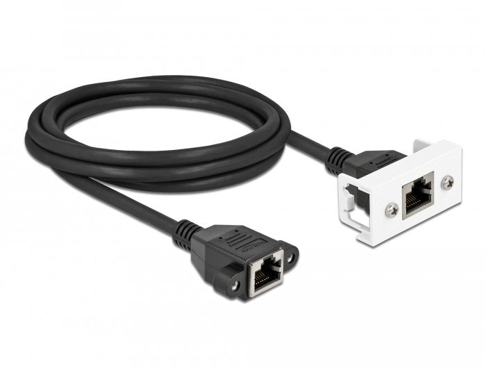 Delock Network Cable Alargador Easy 45MÓDULO S FTP RJ45 Connector Female a RJ45 Connector Female CAT.6A 2M Bla