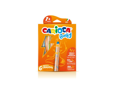 Carioca Baby 1 + 3IN1 Pack 6 Pencils - Pencil Cera And Acuarela Uno - Body Extragrande - Acuarelables - Sacapu — image 1