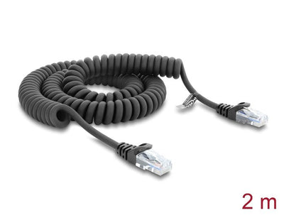 Delock RJ50 Cable Espiral Connector Male a Male 2M Black — image 1