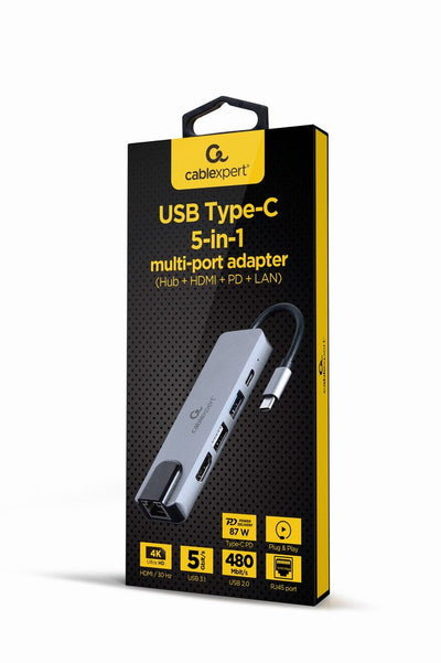 Adapter Multipuerto USB Type-c 5 1 Hub HDMI Pd LAN — image 1